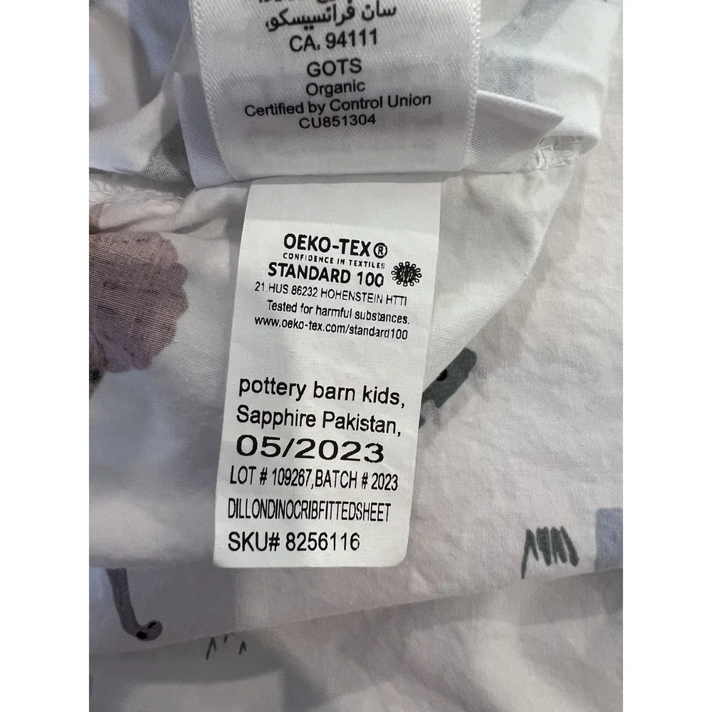 Pottery Barn Kids Dillondino Organic Cotton Crib Fitted Sheet Dinosaur Nursery